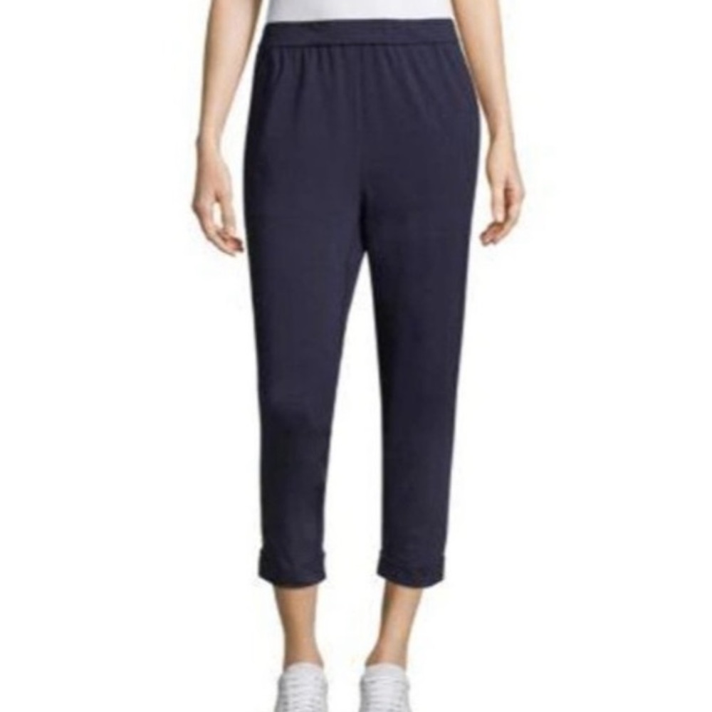 Eileen Fisher Midnight Blue Crop Slouchy Cuffed Ankle Pants ~ Size SP